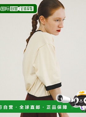 1h可退 日本直邮LAATO 女装 宽松五分袖配色针织T恤 WBA622N103