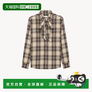 自营欧洲直邮YSL圣罗兰 CASSANDRE系列女士布莱顿格纹色棉格纹长