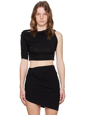 JACQUEMUS|黑色 Les Rayures 'Le haut Drapeado' T 恤