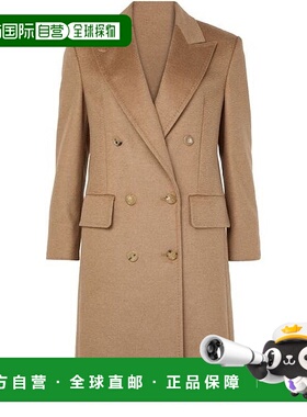 自营欧洲直邮MAXMARA麦丝玛拉 Cosa女士驼色驼毛戗驳领双排扣长袖