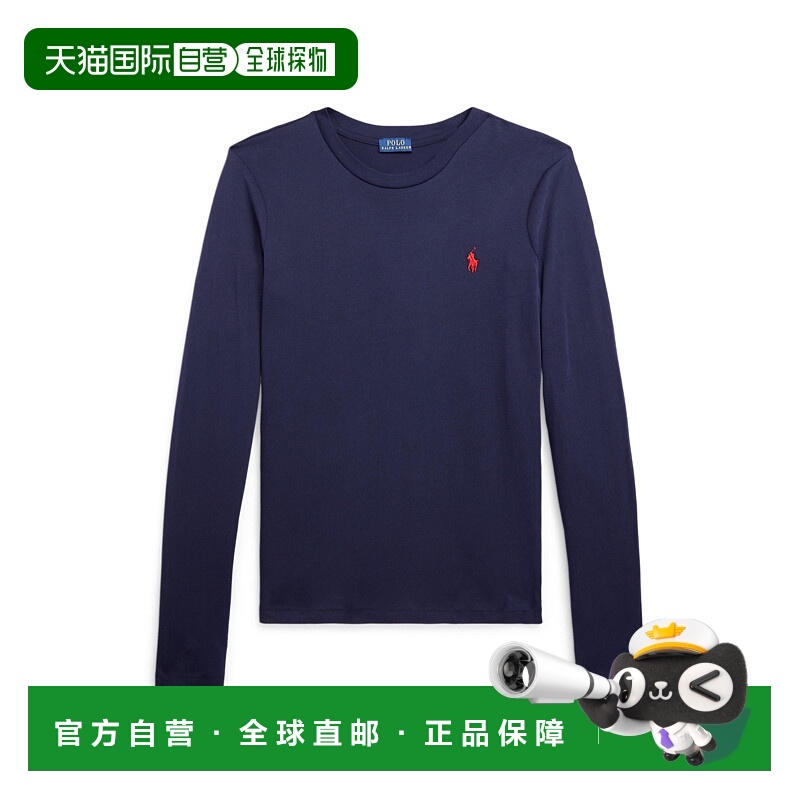 日本直邮Polo Ralph Lauren SS23 纯色Logo刺绣圆领长袖T恤 女款