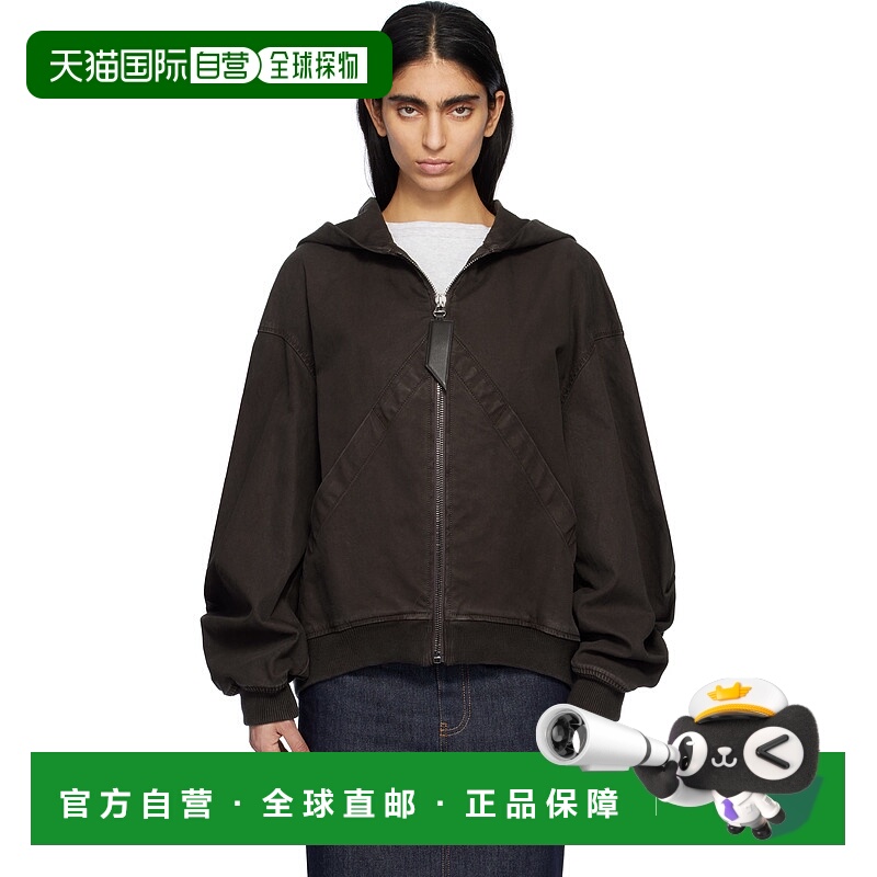 1h可退 香港直邮潮奢 The Attico 女士 棕色连帽飞行员夹克 250WC