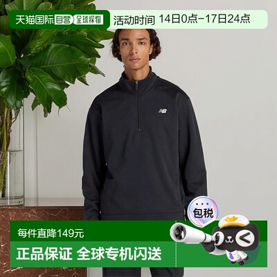 日本直邮New Balance 男士Brushed双针织半拉链套头衫 AMT53170BK