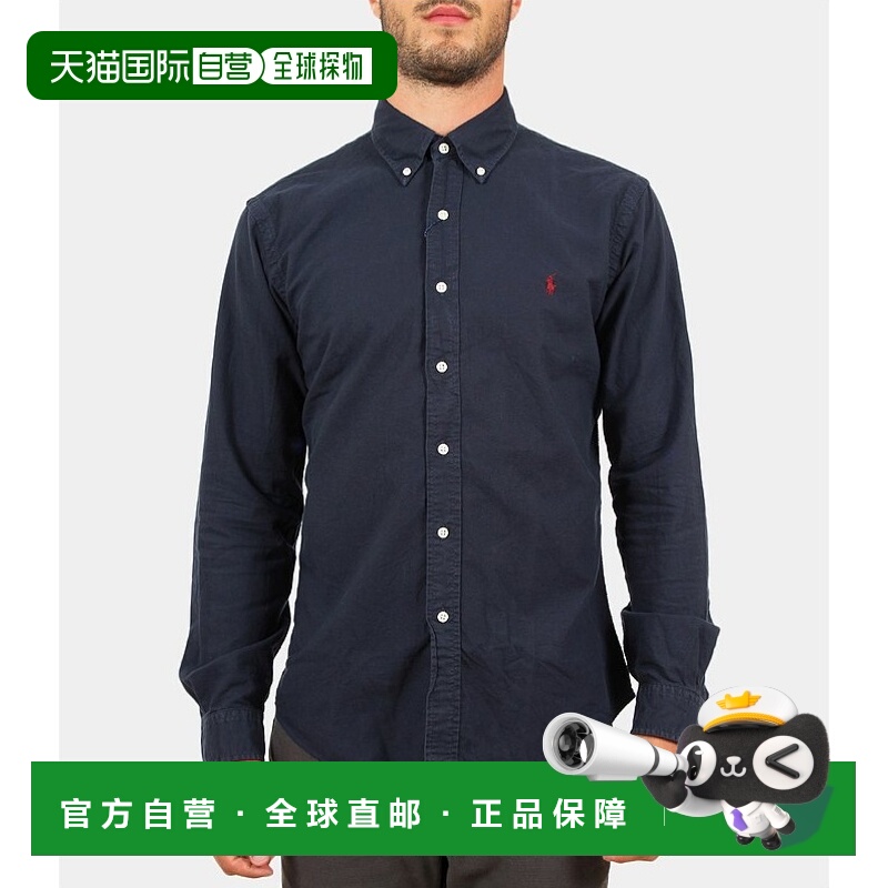 香港直邮Ralph Lauren 海军蓝排扣牛仔衬衫 710723610