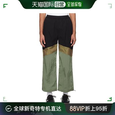 香港直邮潮奢 WYNN HAMLYN  男士 黑色 & 绿色鱼骨纹运动裤 RS24T