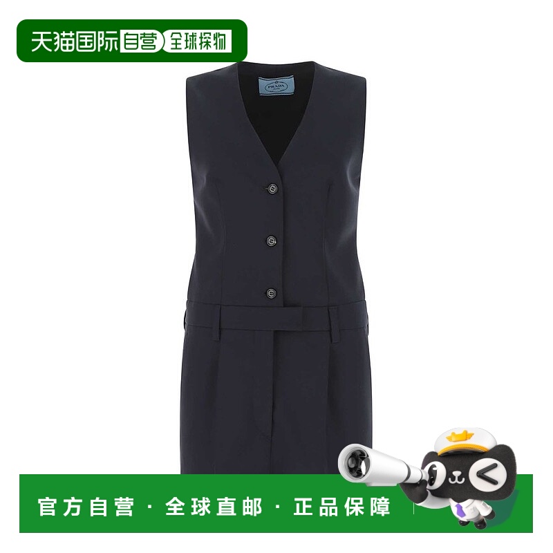 1h可退 香港直邮Prada 普拉达 女士 V領無袖中長洋裝 P3H44CS2221