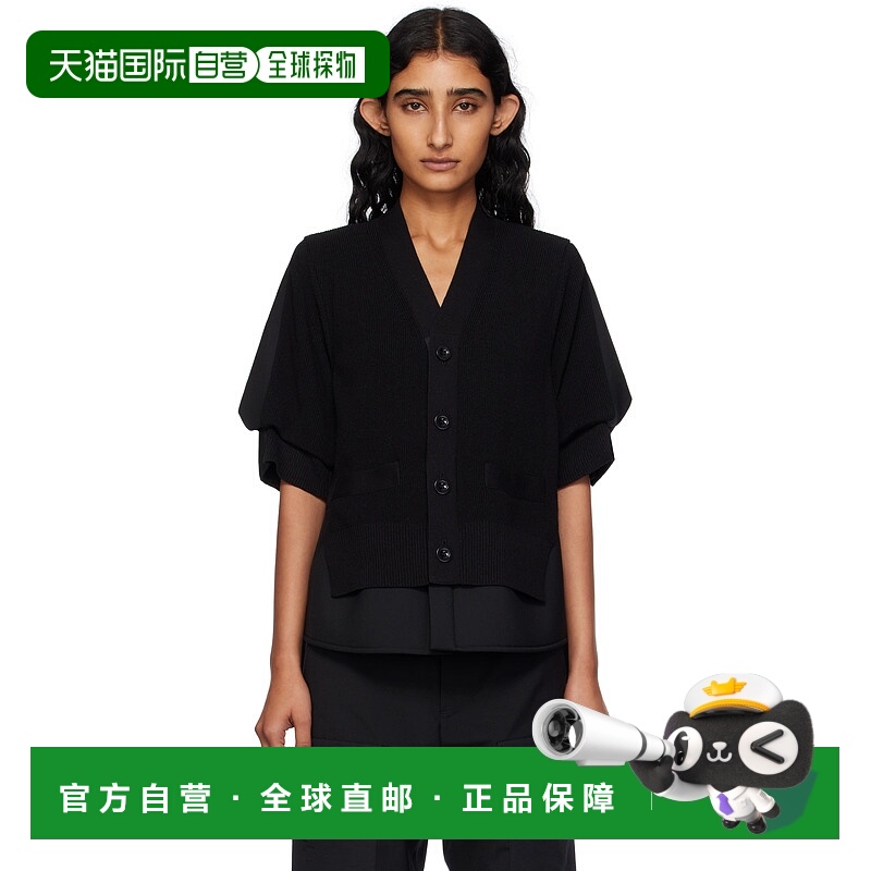 香港直邮潮奢 Sacai 女士 黑色 Suiting Mix Knit 开衫 2507953