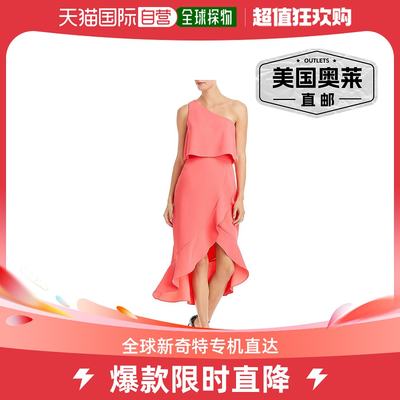 aqua女士 Crepe One Shoulder Cocktail and Party Dress coral