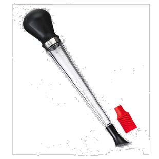 自营 Cuisipro 2 合 1 Baster 带硅胶刷头和淋浴附件,黑色 - 黑