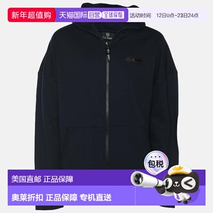 自营Plein Sport Navy Blue Jersey Logo Hoodie Jacket - navy