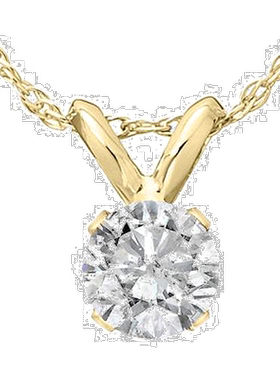 自营 pompeii33/4 克拉钻石圆形单石项链 14K 黄金吊坠实验室培育