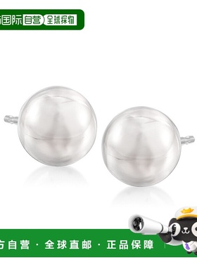 自营 Ross-Simons 8 毫米 14kt 白金球状耳钉 - 白色 美国奥莱直