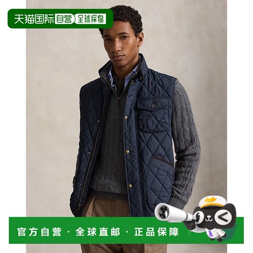 自营欧洲直邮Ralph Lauren拉夫劳伦 Beaton男士藏青色聚酯纤维绗