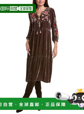 自营Johnny Was Taline Velvet Silk-Blend Boho Midi Dress - br