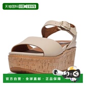 FitFlop 女式 Eloise 自营 FT6 A20楔形凉鞋 石米色皮革软木包裹休