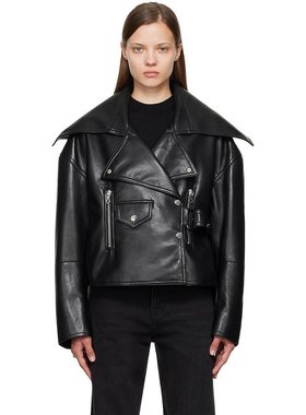 Nanushka|黑色 Cinch 仿皮夹克