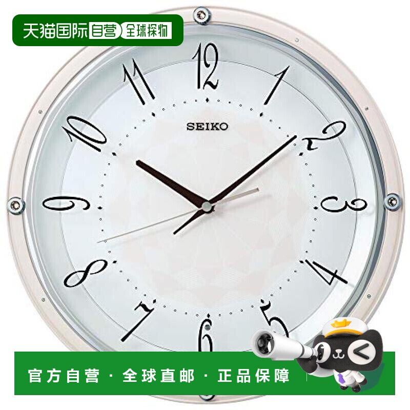 【日本直邮】精工施华乐世奇水晶电波自动对时挂钟 浅粉色33.0&times;5