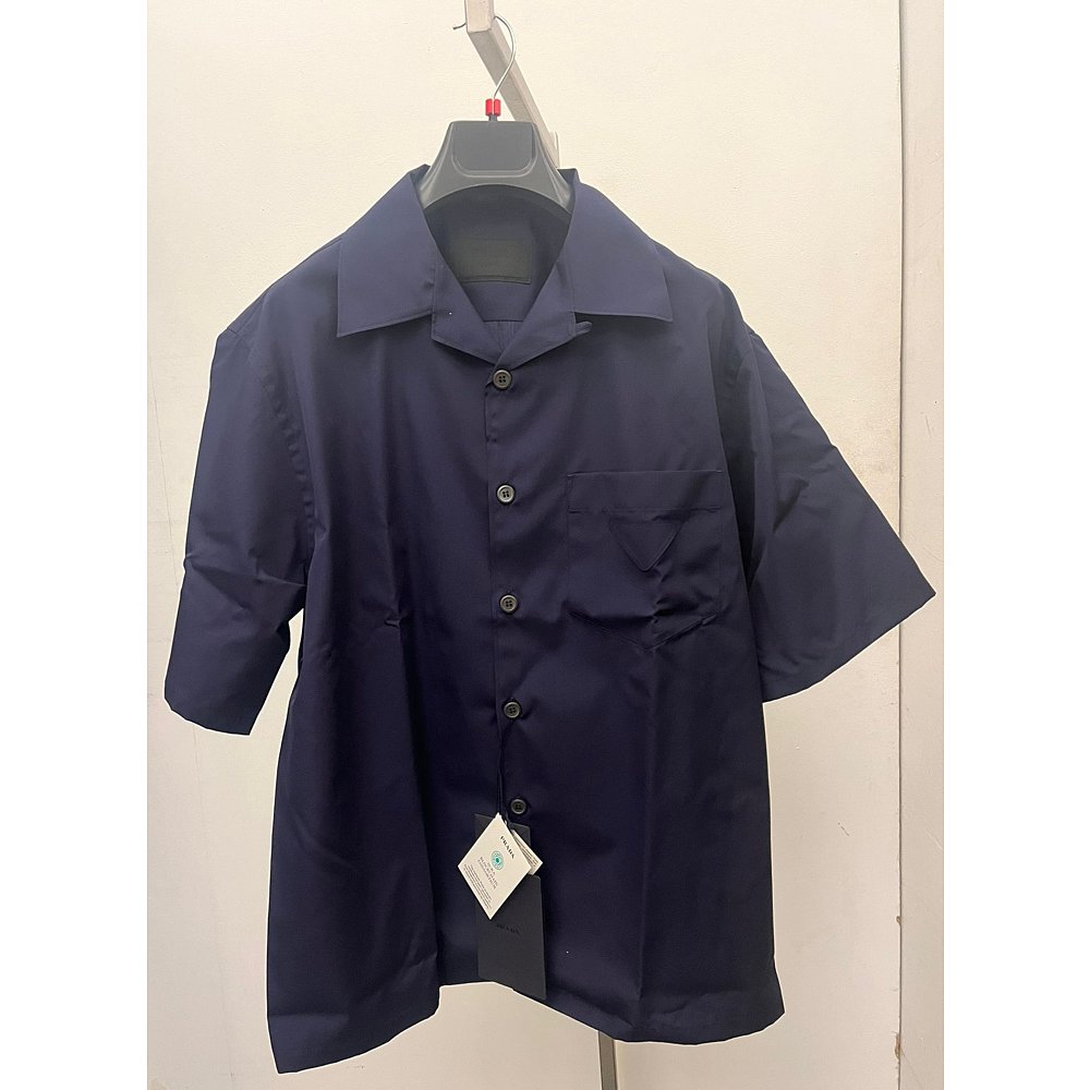 PRADA 男士衬衫 UCS41416FYF0021 SS2025 蓝色 Cotton shirt