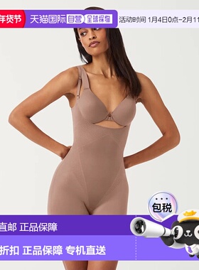 自营Spanx Shapewear女式中号咖啡馆Au Lait弹力敞胸连体衣JDM460