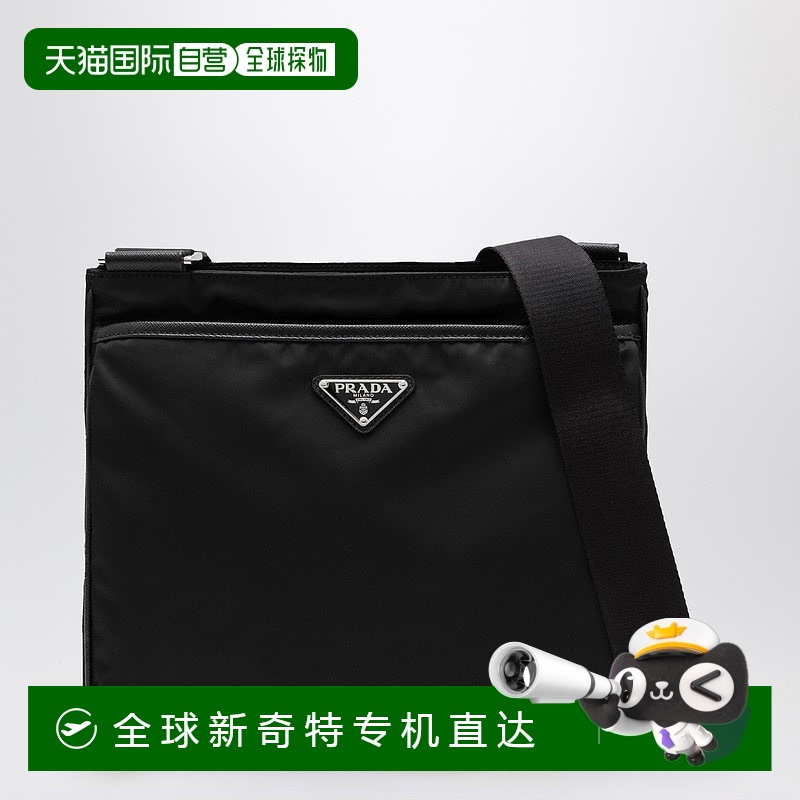 1h可退 香港直邮潮奢 Prada 普拉达 男士 RE-NYLON 黑色邮差包 2V