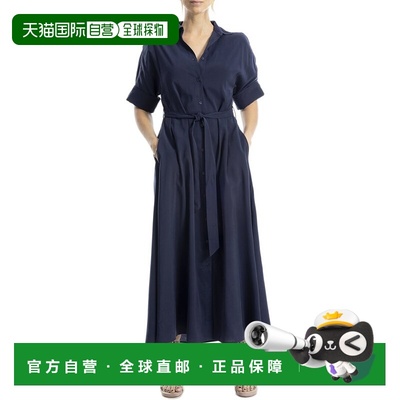 自营Max Studio Large Roll Sleeve Button-Front Belted Dress -
