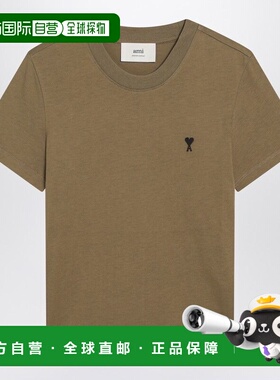 香港直邮Ami Paris 女士T恤 FTS347724298 AW2025 军绿色 圆领短T
