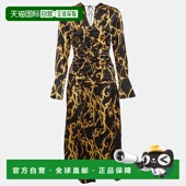 Black Dress Printed Satin 自营Ganni Midi Stretch Ruched