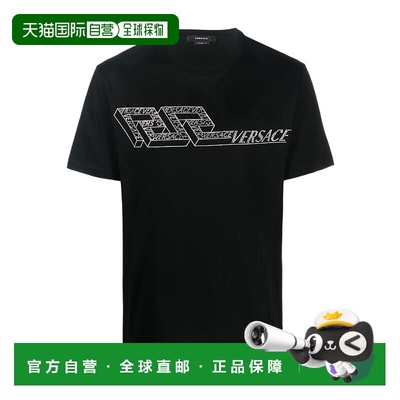 香港直邮Versace 水晶徽标缀饰T恤 10064471A04416短袖范思哲