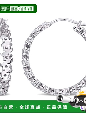 自营Mimi & Max 1 1/4ct DEW 925 银莫桑石环形耳环 - 白色 美国