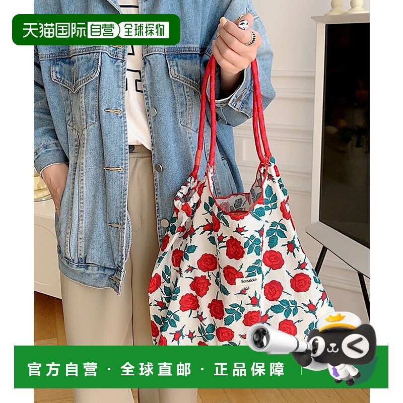 日本直邮florge 花卉丝带满版图案购物袋 环保袋 副包 [FL8218AW0