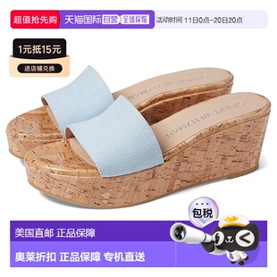 10号蓝色降级皮革拖鞋 自营Stuart 女式 楔形凉鞋 KHD89 Weitzman夏季
