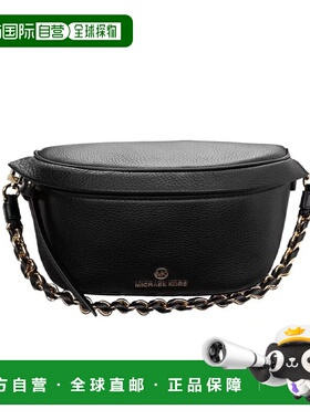 香港直邮MICHAEL KORS 迈克高仕 MK徽标细节 皮革腰包女款黑色