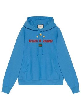 GUCCI 男士针织毛衣 560502XJB274370 SS2021 蓝色  连帽休闲卫衣