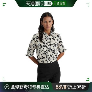 女士 香港直邮潮奢 Ralph Lauren 合身叶子印花薄纱衬衫