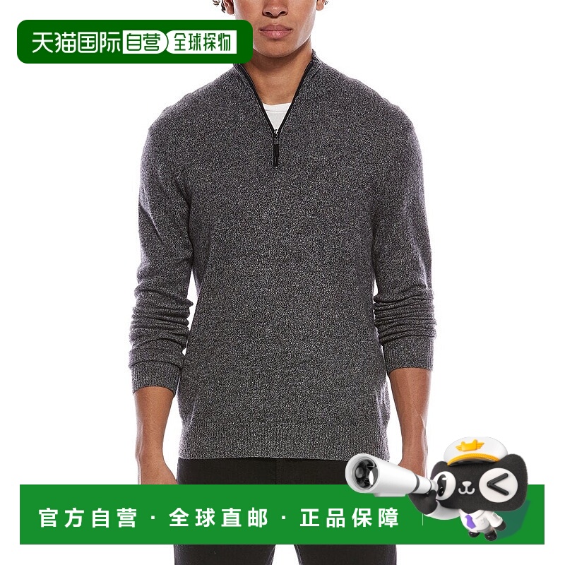 自营Quinn Basic 1/4 Zip Cashmere Mock Neck Sweater - black