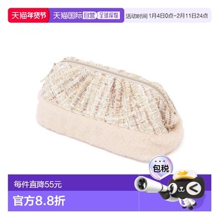 1h可退 日本直邮Francfranc 绒毛带钢丝化妆包 浅粉色