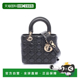 日本直邮中古Dior迪奥女包B级9新Lady Dior戴妃包牛皮斜挎包黑色