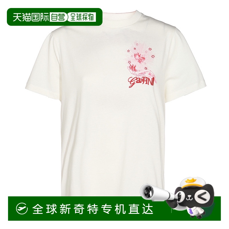 1h可退 香港直邮GANNI 女士T恤 T4063135 SS2025 白色
