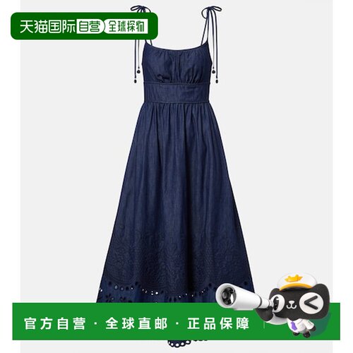 香港直邮ZIMMERMANN 女士 Mahon 英格兰刺绣牛仔中长连衣裙 8319D