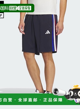 日本直邮 adidas 三叶草常规版型双针织短裤[JV6995] 蓝色 男士运