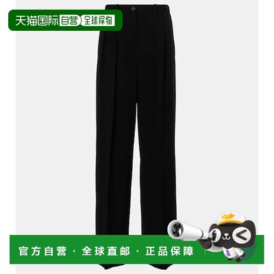 香港直邮The Row 女士 Igor 羊毛混纺阔腿裤 black黑色 舒适时尚