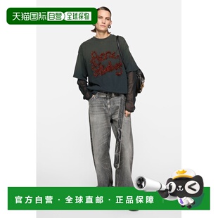 自营欧洲直邮Acnes Studios 女士炭灰色棉Logo叠穿效果T恤