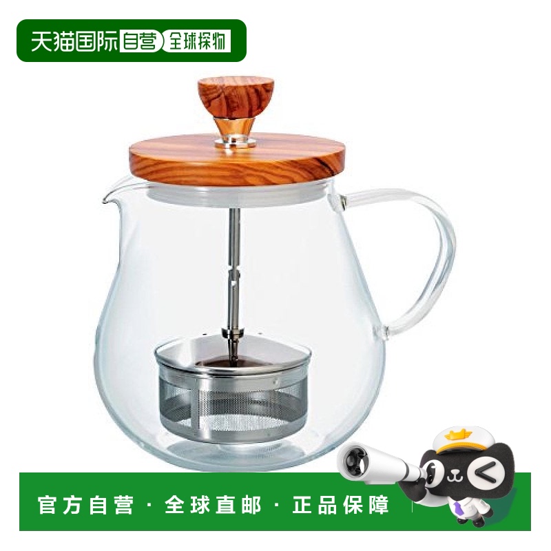 【日本直邮】hario哈里欧茶具茶壶木制盖带查漏茶水分离经久耐用