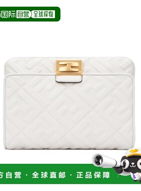 香港直邮Fendi 白色logo压纹腰包 8BT305A72V斜挎包单肩包