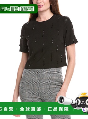 自营 endless rose无尽玫瑰珠露脐上衣-黑色 美国奥莱直发女装