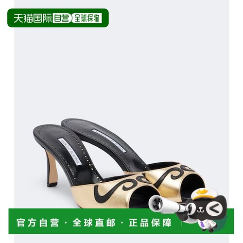 香港直邮MANOLO BLAHNIK 莫罗 伯拉尼克 女士 Pintonamu 刺绣金属