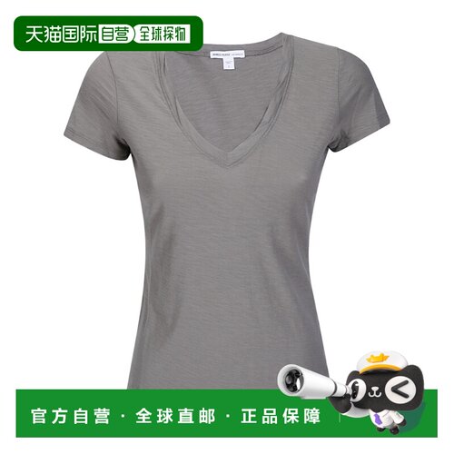 香港直邮James Perse 女士T恤 WUA3695LOV AW2026 灰色 V领T恤