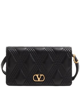 VALENTINO 女士手拿包 WP0AV2MIC0NO SS2025 黑色 迷你翻盖单肩包