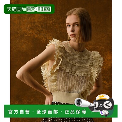 1h可退 日本直邮Loulou Willoughby女装复古蕾丝花边针织上衣 212