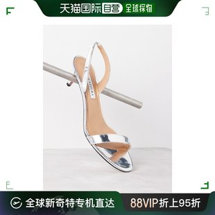 AQUAZZURA 女士So 香港直邮潮奢 裸色露跟金属感皮革凉鞋